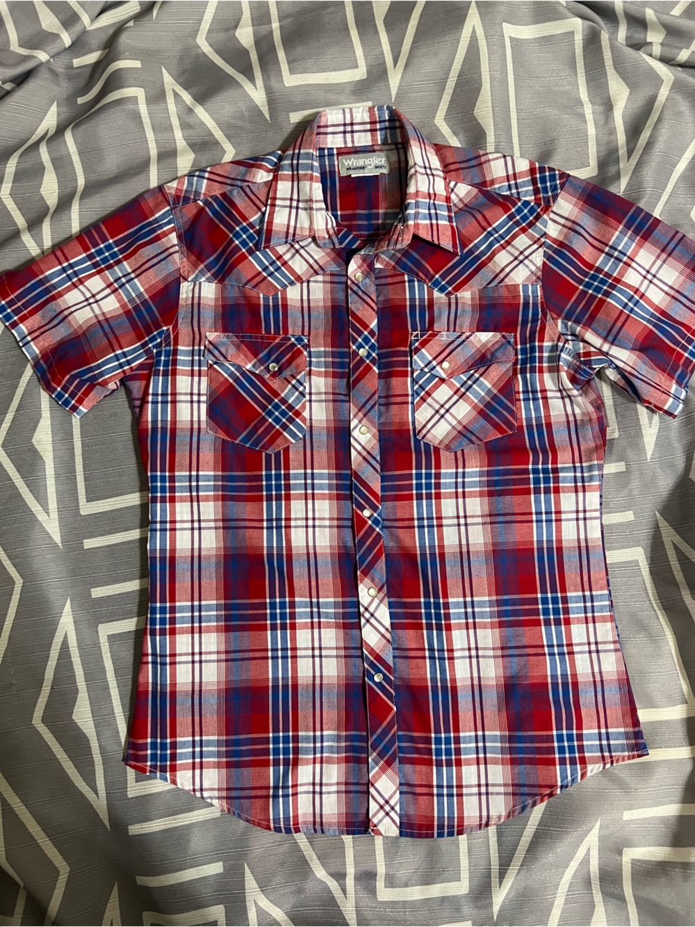 Wrangler Wrancher Plaid Sz M Western Snap Shirt Pearl Snap Cowboy Button Up
